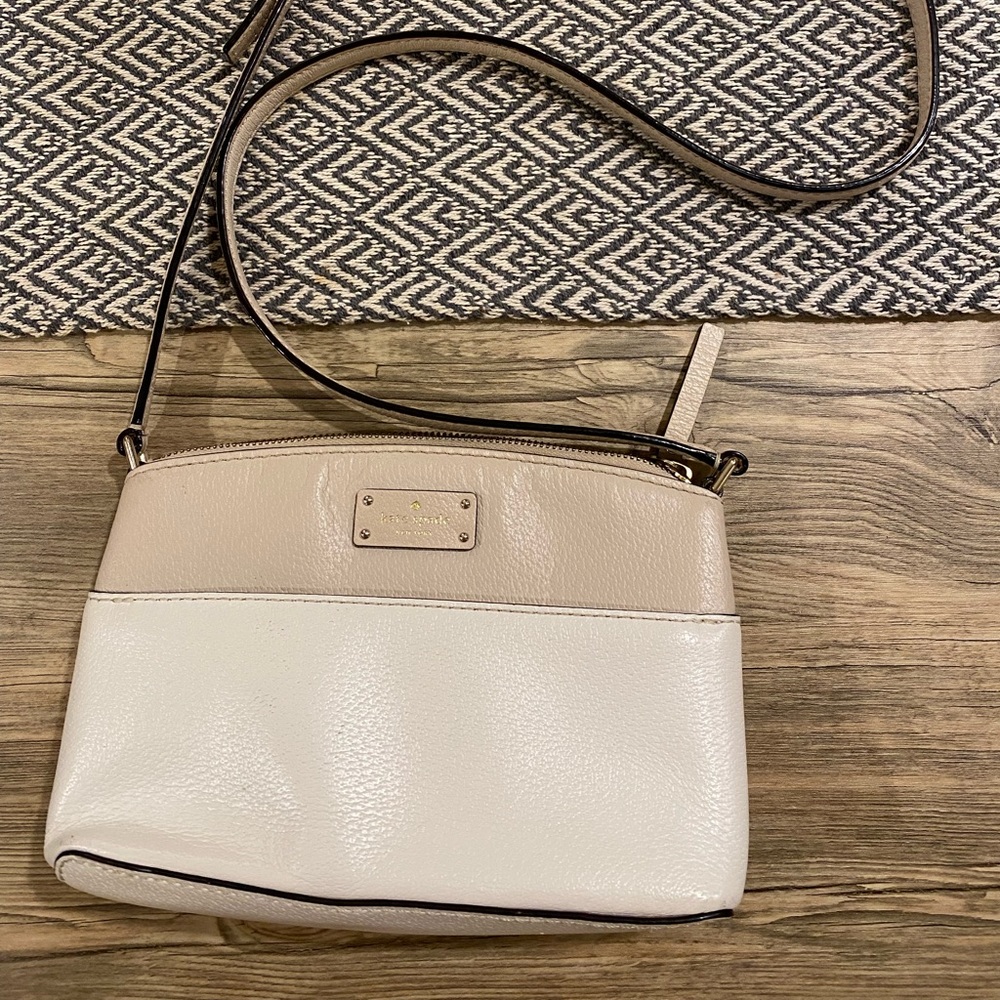 Kate Spade Tan and White Crossbody Purse